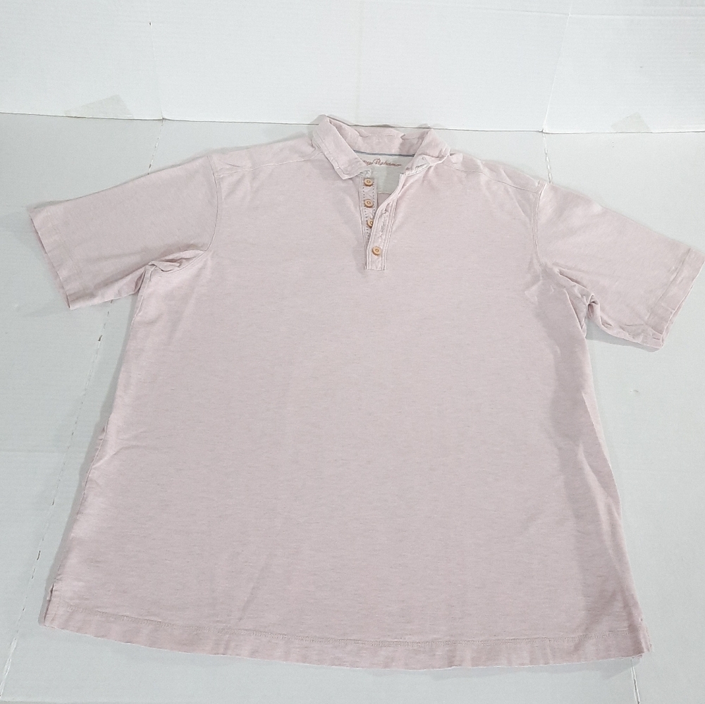Tommy Bahama Cotton Polo Shirt Marlin Logo Men Size XL Heather Pink Runs Small
